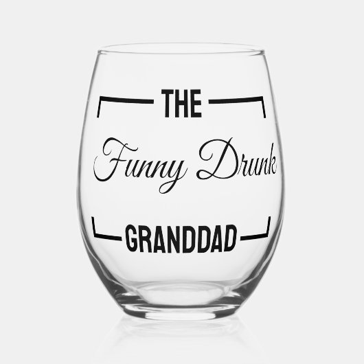 Het grappige drink opa vaderdag cadeau wijnglas zonder voet (Voorkant)