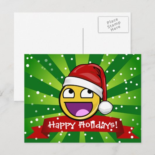 Het grappige Geweldige Gezicht Meme van de Stijl Feestdagenkaart (Voorkant / Achterkant)