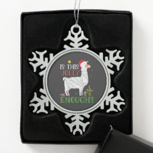 Het grappige kerstfeest van Llama is genoeg Tin Sneeuwvlok Ornament