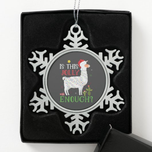Het grappige kerstfeest van Llama is genoeg Tin Sneeuwvlok Ornament (Kistje)