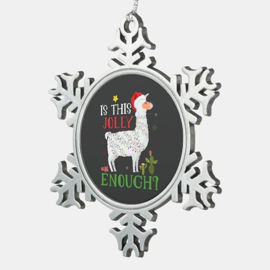 Het grappige kerstfeest van Llama is genoeg Tin Sneeuwvlok Ornament (Rechts)