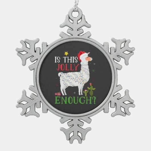 Het grappige kerstfeest van Llama is genoeg Tin Sneeuwvlok Ornament (Voorkant)