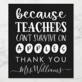 Het grappige lesgeven kan niet overleven op appels wijn etiket (Enkel label)