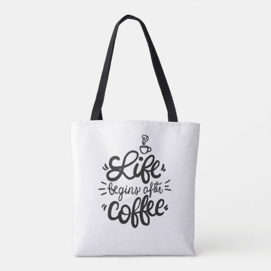 Het grappige leven begint na de koffie-Canvas tas (Achterkant)