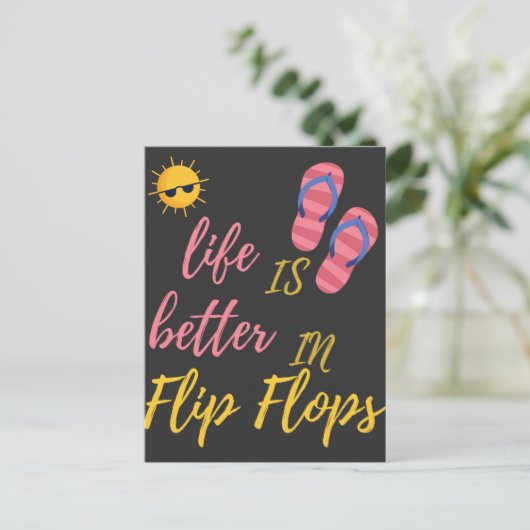 Het grappige leven is beter in het Teenslipper zom Briefkaart (Staand voorkant)