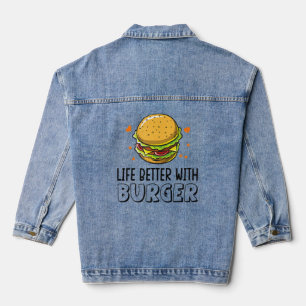Het grappige leven is beter met Burger voor hambur Denim Jacket
