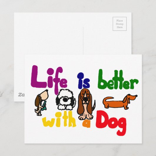 Het grappige leven is beter met een hond-kunst briefkaart (Voorkant / Achterkant)