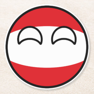 Het grappige Neigen Geeky Oostenrijk Countryball Ronde Kartonnen Onderzetter