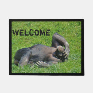 Het grappige Onthaal van de Foto van de Chimpansee Deurmat