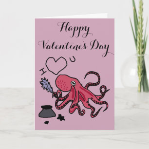 Het grappige Ontwerp van de Liefde van de Octopus Feestdagen Kaart