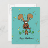 Het grappige rendier van Kerstmis Feestdagenkaart (Voorkant / Achterkant)