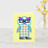 Het grappige Retro Blauwe Lege Wenskaart van de Kaart (Gele Bloem)