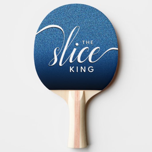 Het grappige script van de Slice King Blue Glitter Tafeltennisbatje (Achterkant)