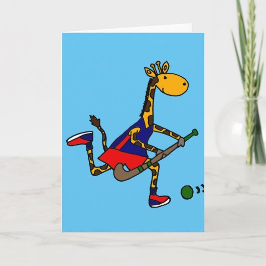 Het grappige SpeelHockey van de Giraffe Kaart (Voorkant)