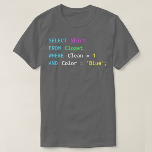 Het grappige SQL ontwerp voor SQL programmeurs DBA T-shirt (Design voorkant)