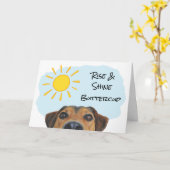 Het grappige Thema van de Dog voegt een Naam Happy Kaart (Gele Bloem)