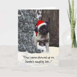 Het grappige Wenskaart van de Vakantie met pug Feestdagen Kaart