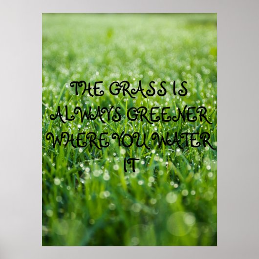 Het gras is altijd groener waar je het water geeft poster (Voorkant)