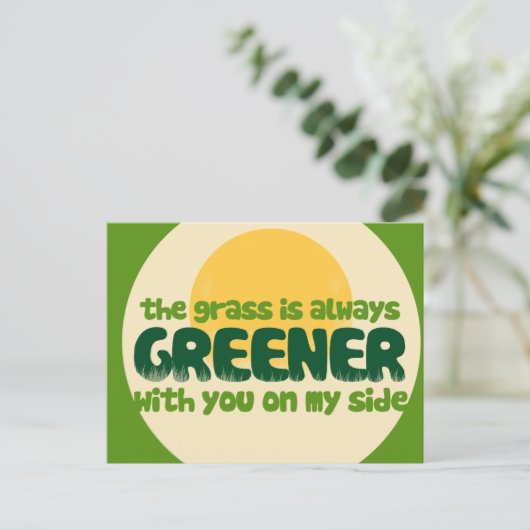 Het gras is groener briefkaart (Staand voorkant)