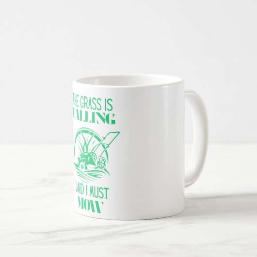 Het gras roept en ik moet maaien koffiemok (Voorkant rechts)