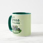 Het gras roept en ik moet maaien mok (Voorkant links)