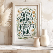 Het gras wiert, het woord blijft: Jesaja 40:8 Poster