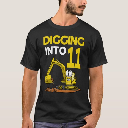 Het graven in 11 de graafmachine van de Birthday T-shirt (Voorkant)