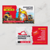 Het graven, mulching, land het ontruimen, Tractor, Visitekaartje (Voorkant / Achterkant)