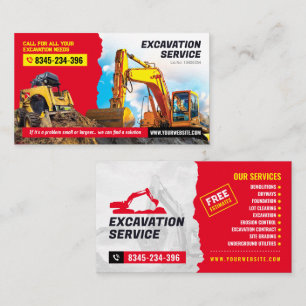 Het graven, mulching, land het ontruimen, Tractor, Visitekaartje