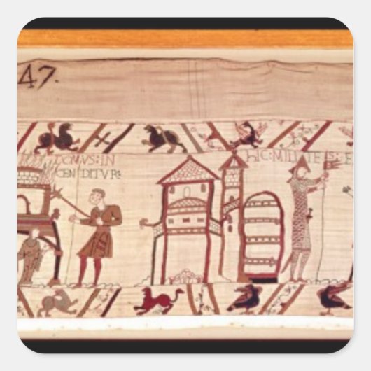 Het graven van de berichten voor een kamp bij vierkante sticker (Voorkant)