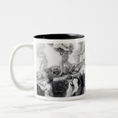 Het graven van een gat voor de fundamenten tweekleurige koffiemok (Links)