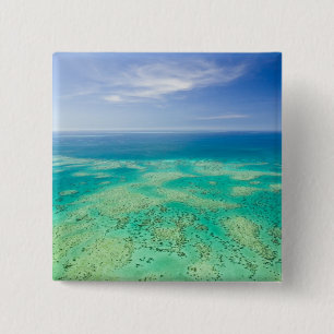 Het Great Barrier Reef, luchtfoto van Green 2 Vierkante Button 5,1 Cm