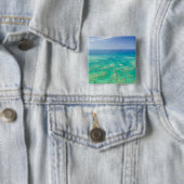 Het Great Barrier Reef, luchtfoto van Green Vierkante Button 5,1 Cm (In situ)