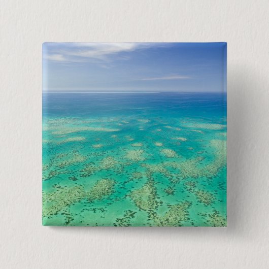 Het Great Barrier Reef, luchtfoto van Green Vierkante Button 5,1 Cm (Voorkant)