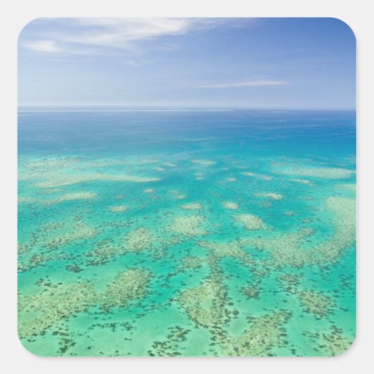 Het Great Barrier Reef, uitzicht van Groen vanuit  Vierkante Sticker (Voorkant)