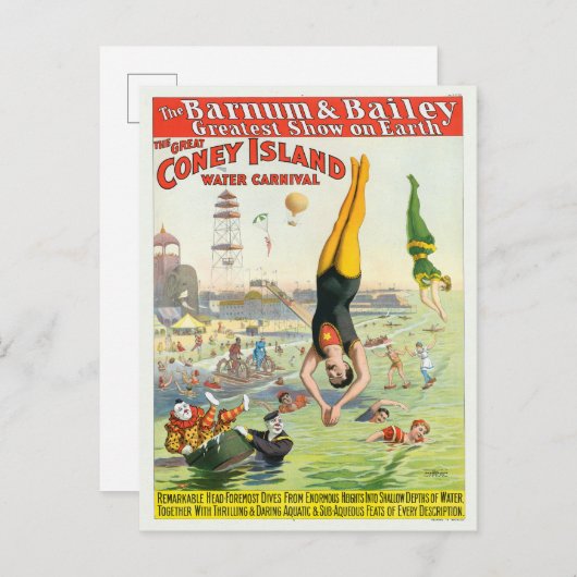 Het Great Coney Island Water Carnaval Briefkaart (Voorkant / Achterkant)