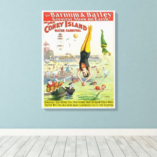 Het Great Coney Island Water Carnaval Canvas Afdruk (Insitu (Houten vloer))