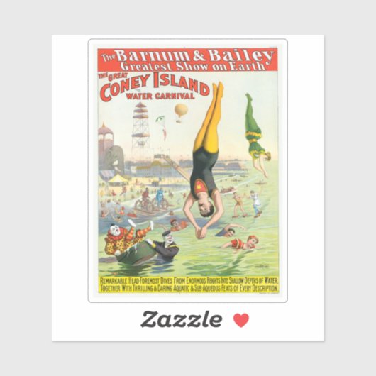 Het Great Coney Island Water Carnaval Sticker (Vel)