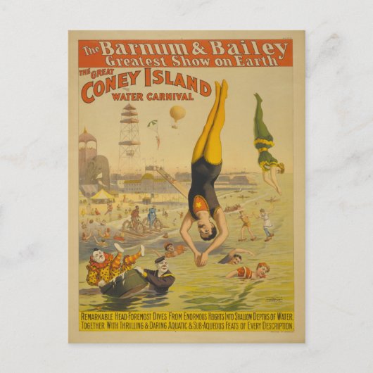 Het Great Coney Island Water Carnival Poster Briefkaart (Voorkant)