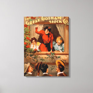 Het Great Gotham Stock Co. Theater Poster Canvas Afdruk