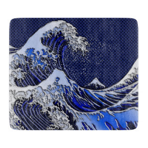 Het Great Hokusai Wave chrome koolstofvezel Decor Snijplank