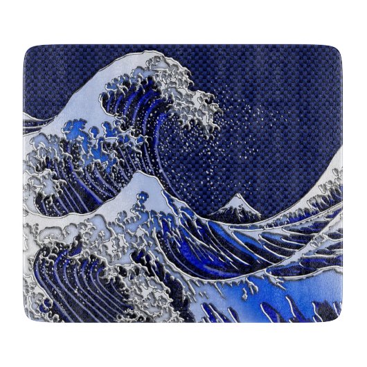 Het Great Hokusai Wave chrome koolstofvezel Decor Snijplank (Voorkant)