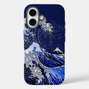 Het Great Hokusai Wave chromen koolstofvezel ontwe iPhone 16 Hoesje