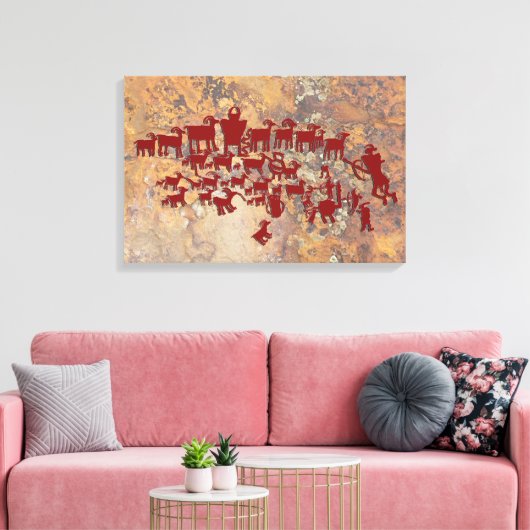 Het Great Hunt Petroglyph-paneel Canvas Afdruk (Insitu (Woonkamer))