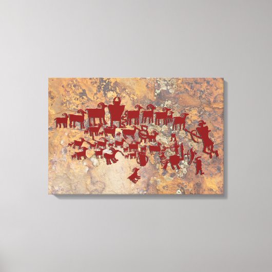 Het Great Hunt Petroglyph-paneel Canvas Afdruk (Voorkant)