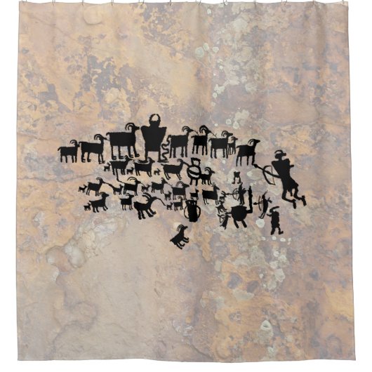 Het Great Hunt Petroglyph-paneel Douchegordijn (Voorkant)