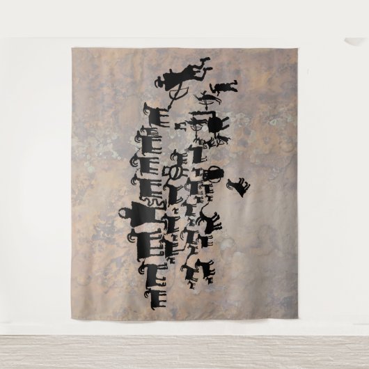 Het Great Hunt Petroglyph-paneel Wandkleed (Voorkant)