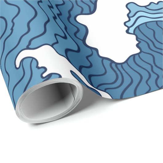 Het Great Wave Blue Pattern Cadeaupapier (Rol Hoek)