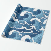 Het Great Wave Blue Pattern Cadeaupapier (Uitgerold)
