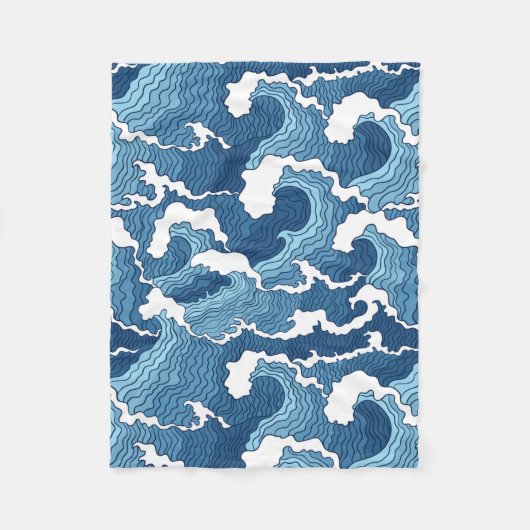 Het Great Wave Blue Pattern Fleece Deken (Voorkant)